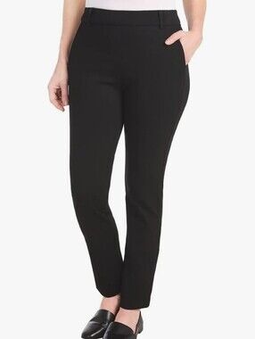 Dalia Black Slim Straight Leg Women's Dress Pants Size 14 Black Pull On Stretch